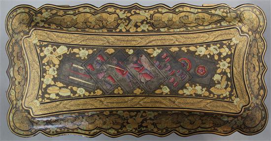 A Chinese export gilt decorated lacquer games box, 19th century, 33.5cm